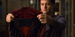 spiderman holding up suit half bottom Meme Template