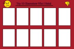 top 10 characters who i hate Meme Template