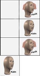 Panik Kalm but it’s 2 kalms Meme Template
