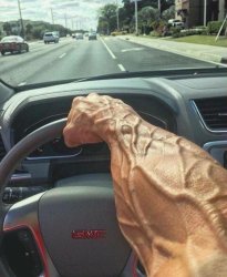 Buff Arm on Steering Wheel Meme Template