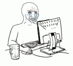 A persons iting in front of computer Meme Template