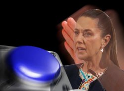 Claudia Sheinbaum Wall button Meme Template