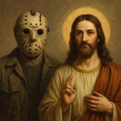 Put Jason Voorhees next to Jesus Christ Meme Template