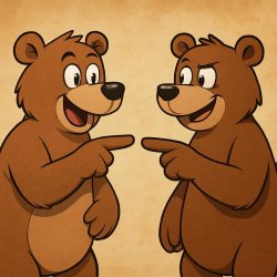 Two bears pointing at each other Meme Template