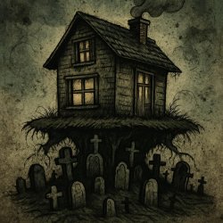 house with graveyard under it Meme Template