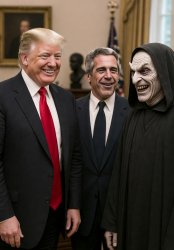 Donald Trump, Jeffrey Epstein and Satan, Lucifer, Devil Meme Template