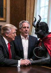 Donald Trump, Jeffrey Epstein and Satan, Lucifer, Devil Meme Template