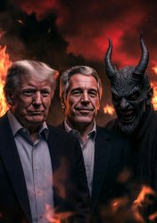 Donald Trump, Jeffrey Epstein and Satan, Lucifer, Devil Meme Template