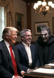 Donald Trump, Jeffrey Epstein and Satan, Lucifer, Devil Meme Template