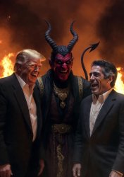 Donald Trump, Jeffrey Epstein and Satan, Lucifer, Devil Meme Template