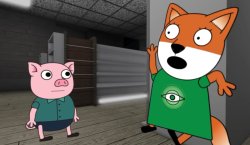 Fox Afraid of pig Meme Template