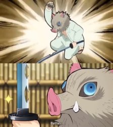 Inosuke breaks sword Meme Template