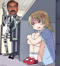 Hiding Scared Girl Robojeet Meme Template