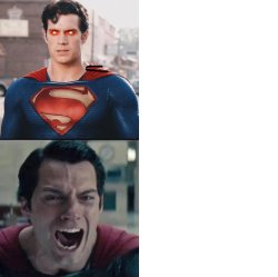 overpowered superman vs crying superman Meme Template