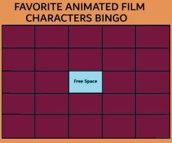 favorite animated film characters bingo Meme Template