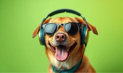 Happy Cool Dog Sunglasses Headphones Listening Meme Template