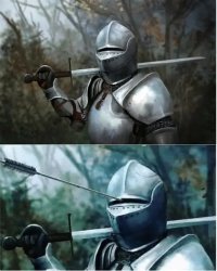 Knight Helmet Arrow Meme Template