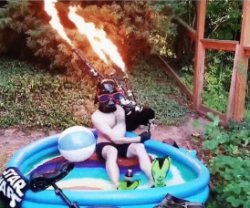 Fire bagpipes in pool. Meme Template