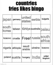 countries fries likes bingo Meme Template