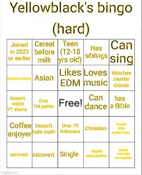 Yellowblack's bingo Meme Template