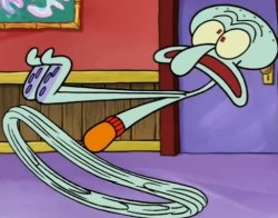 Squidward running Meme Template