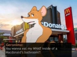 You want to eat my WHAT inside of a macdonals bathroom?! Meme Template