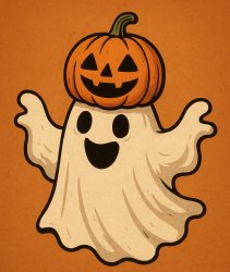 Pumpkin Ghost with Grin Meme Template