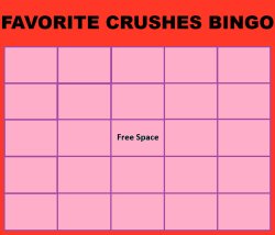 Favorite Crushes Bingo Meme Template