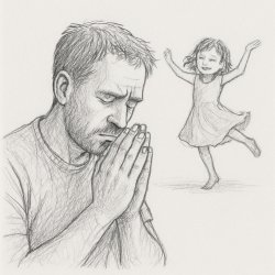 Dad praying for help whilst girl dances in background Meme Template
