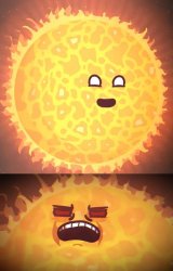 Happy vs Angry sun Meme Template