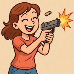 Happy Woman Shooting a 380 handgun Meme Template