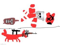 Mafioso crab shooting criywo and a red emoji cat Meme Template
