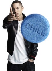 Eminem throws chill pill Meme Template