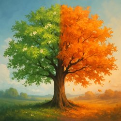 Ein Baum halb frühling halb herbst Meme Template