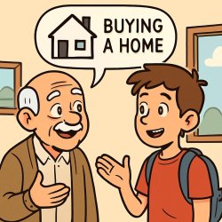Old man talking with a teenager about buying a home Meme Template