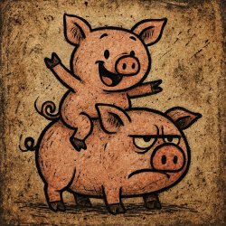 a pig riding a pig Meme Template