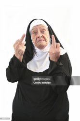 Nun middle finger Meme Template