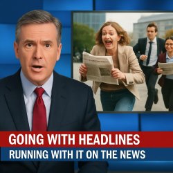 News network talking about people going with headlines and runni Meme Template