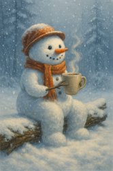 Snowman drinking coffee Meme Template