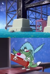 Oggy and the Cockroaches, Lattice Climbing Meme Template