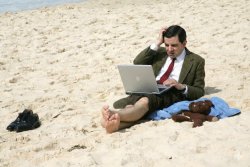 Mr Bean worried in beach Meme Template