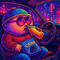 Eric Cartman sitting in a parked car drinking orange juice with Meme Template