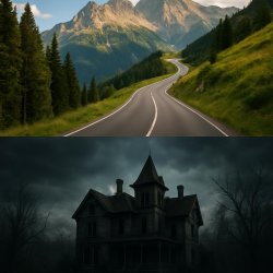 Scary house up the moutain Meme Template