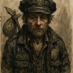 A poor hobo cop Meme Template