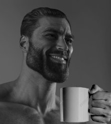 Gigachad with coffee-mug Meme Template