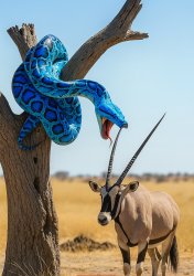 Blue python snake and oryx Meme Template