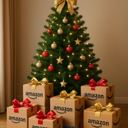Christmas tree with Amazon Prime boxes with a bow on each one Meme Template