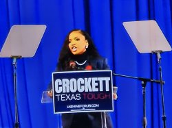 Teleprompter Jasmine Crockett (D) Meme Template