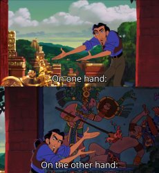 One on hand, on the other hand Meme Template