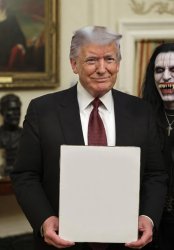 Donald Trump Lucifer Devil Oval Office White House blank sign Meme Template